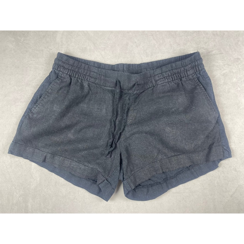 Old Navy Womens Medium Charcoal Gray Linen Blend Drawstring Elastic Waist Shorts